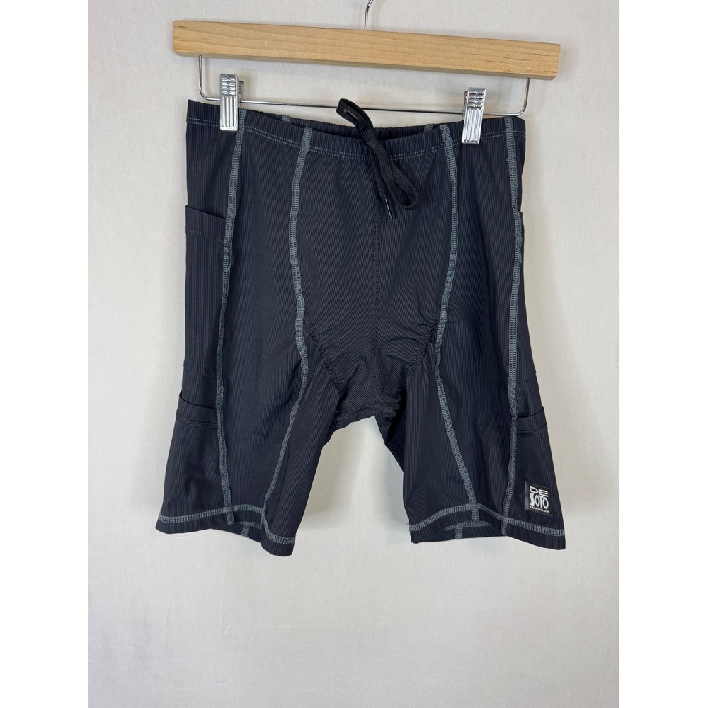 De Soto Sport Riviera Triathlon Shorts Mens M Black Grey Compression Pockets